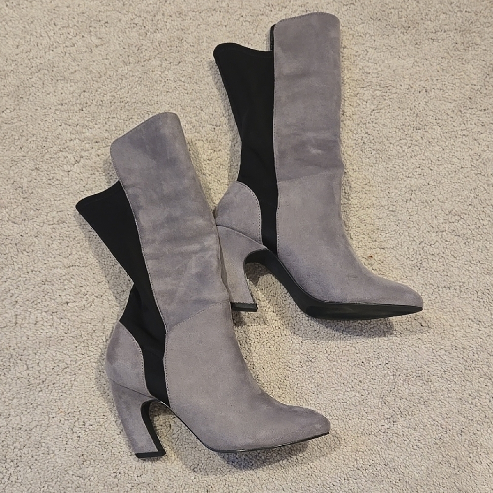 Gray and Black Suede Women's Boots 6.5M